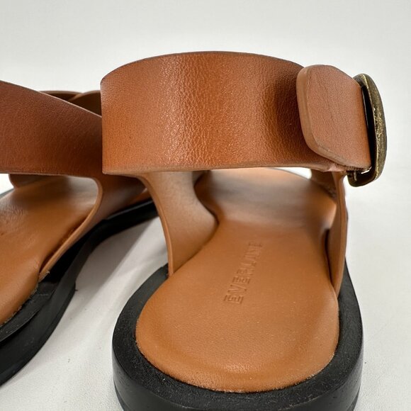 Everlane The City Crossover Sandals sz 5 Desert Tan Leather Ankle Strap Buckle - Picture 6 of 11
